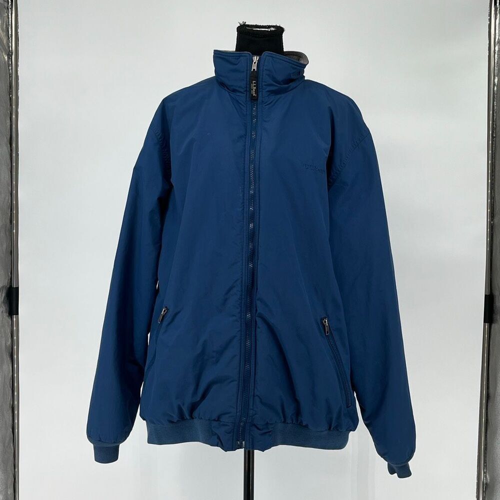 L.L.BEAN Jacket Mens XL Tall Blue Shell Fleece Lined Thinsulate Warm Up Full Zip